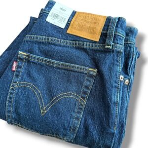 Levi Strauss Ribcage Straight Ankle Jeans Women W31 L27 Dark Wash Button Fly
